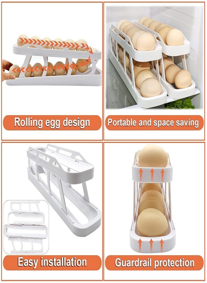 Portible حامل بيض محمول للثلاجة، موزع بيض متحرك، منظم تخزين بيض أوتوماتيكي موفر للمساحة للثلاجة وخزانة المطبخ (قطعة واحدة) - Image 4